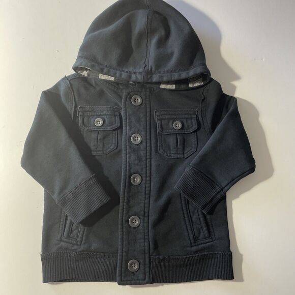 Cherokee Black Hooded Sweatshirt Jacket Size 24 Months - Picture 6 of 16